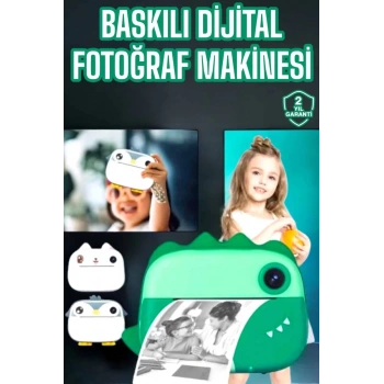 VipMarketim Çocuklar İçin Özel Fotoğraf Makinesi Printer Kamera Taşınabilir HD