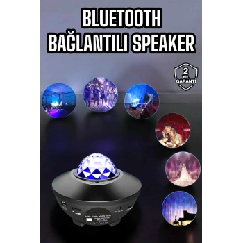 VipMarketim Çocuklara Özel Şarjlı Bluetooth Hoparlör Parti Led Lambası Yıldızlı Projeksiyon