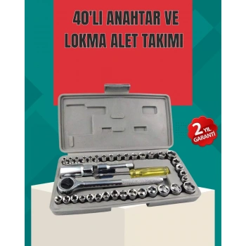 VipMarketim Çok Amaçlı 40 Parça Lokma Anahtar Takımı Korozyona Dayanıklı Çelik