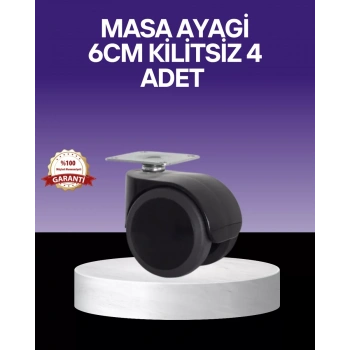 VipMarketim Çok Amaçlı Kilitsiz Masa Ayağı Tekerleği 6 cm