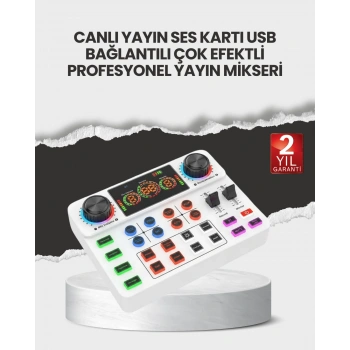 VipMarketim Çok Efektli Canlı Yayın Ses Mikseri USB ve Kablosuz Uyumlu