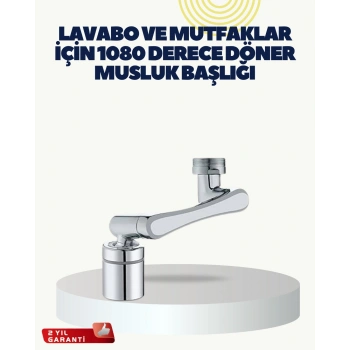 VipMarketim Çok Yönlü Dönebilen Musluk Başlığı 2 Fonksiyonlu Su Akışı