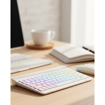 VipMarketim Çoklu Cihaz Uyumlu Kablosuz Klavye Mouse Seti Aydınlatmalı