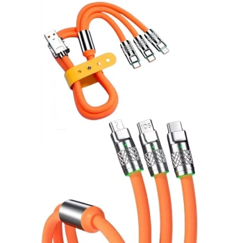 VipMarketim Çoklu Şarj Kablosu USB Type-C İOS Uyumlu 120W Hızlı Şarj Kablosu