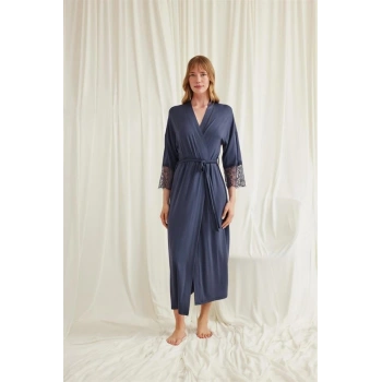 Vipmarketim Dantelli Ve Kuşaklı Sabahlık