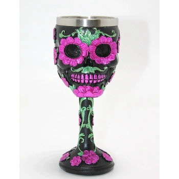 VipMarketim Day Of The Dead Şeker Kurukafa Tasarımlı 3D Çelik Kadeh Bardak