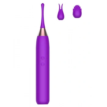 VipMarketim Değiştirilebilir Üç Başlıklı İnce Vibratör Mor