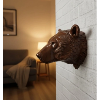 VipMarketim Dekoratif Ayı Duvar Heykeli Asılabilir Hediyelik 25x19 cm