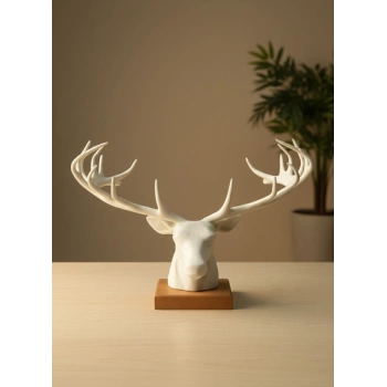 VipMarketim Dekoratif Geyik Başı Heykel 25 cm Modern Minimal Tasarım