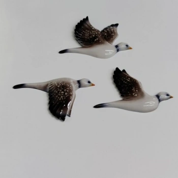 VipMarketim Dekoratif Kahverengi Renk Üç Martı Seramik Duvar Süsü