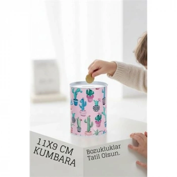 VipMarketim Desenli Metal Kumbara | 11x9 cm - Tasarruf ve Dekorasyon Bir Arada