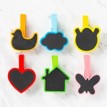 VipMarketim Desenli Notlu Ahşap Mandal (6lı Set - 10 Paket)