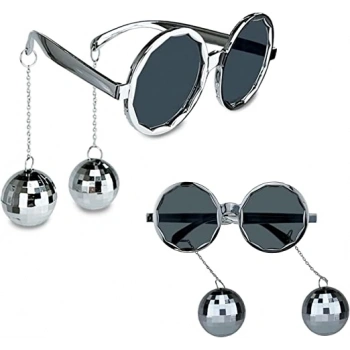 VipMarketim Disko Toplu Küpeli Parti Gözlüğü Gümüş Renk