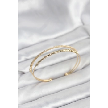 VipMarketim Dorika Model Pirinç Gold Renk Kadın Bileklik 5886