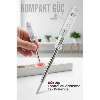 VipMarketim Düz Uçlu Elektrik Kontrol Kalemi Faz Test Cihazı Voltaj Kontrol Anahtarı