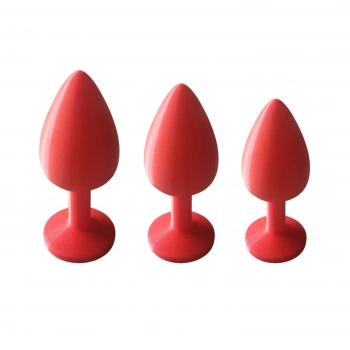 VipMarketim Ecotoy 3lü Anal Tıkaç Seti - 3 Boy Kırmızı (butt Plug)