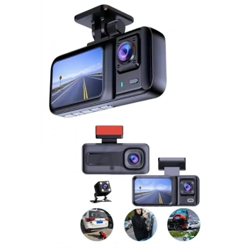 VipMarketim Ekranlı Sürüş Kaydedici DVR Ön ve Arka Kameralı Full HD Çözünürlüklü