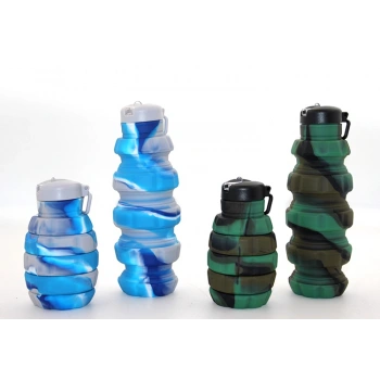 VipMarketim El Bombası Tasarımı Katlanabilir Portatif Silikon Su Şişesi 500 Ml