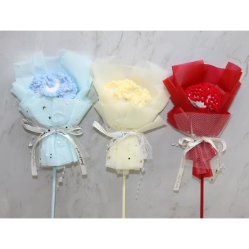 VipMarketim El Örgüsü Tekli Çiçek Buketi