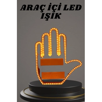 VipMarketim El Orta Parmak Led Kumandalı Araç İçi Reflektör Arka Cam El Simgesi