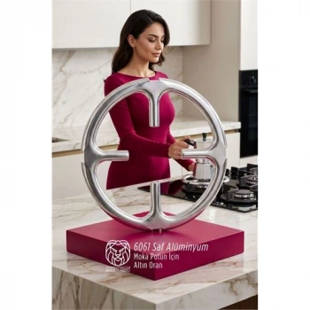 VipMarketim Emily Rosewood Serisi Saf Alüminyum Moka Pot ve Cezve Ocak Küçültücü - Kamp Yardımcısı