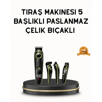 VipMarketim Erkek Bakım Seti 5’i 1 Arada Şarjlı Paslanmaz Çelik Başlıklı