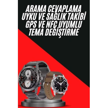 VipMarketim Erkeklere Özel Akıllı Saat Çelik Kordon Bluetooth Bağlantılı İOS ve Android Uyumlu