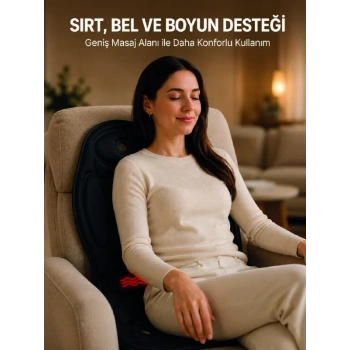 VipMarketim Ev Ofis Araç Uyumlu Isıtmalı Tam Vücut Masaj Minderi