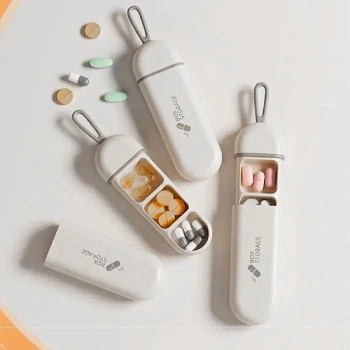 VipMarketim EZERE Taşınabilir 3 Bölmeli Nem Geçirmez Mini Hapİlaç Saklama Kutusu - BPA İçermez-(5775)