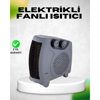 VipMarketim Fanlı Elektrikli Isıtıcı Termostatlı Güvenli Yanmaz Plastik Gövde