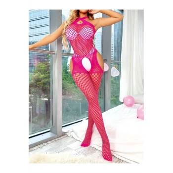 Vipmarketim Fantezi Pembe Fileli Vücut Çorabı