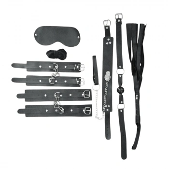 VipMarketim Fetilux 7 Parça Suni Deri Bdsm Fetiş Fantezi Seti - Siyah