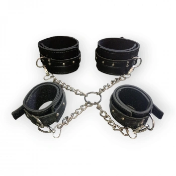 VipMarketim Fetilux Deri Fantezi El Ayak Kelepçe Seti - Siyah