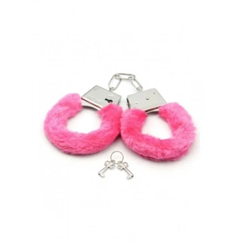 VipMarketim Fetiş Fantezi Pembe Peluşlu Metal Kelepçe
