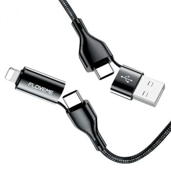 VipMarketim Floveme 4in1 USB To Type C -Type to Type Kablosu+iPhone Başlık USB 1M-(5775)
