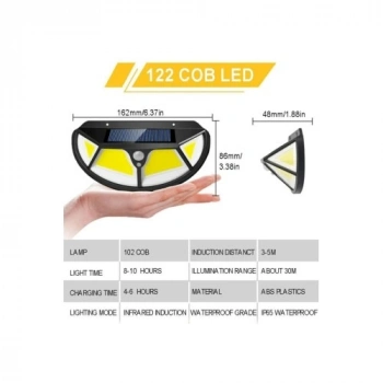 VipMarketim Fonksiyonel Sensörlü 122 Ledli Solar Bahçe Lambası