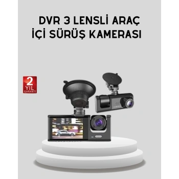 VipMarketim Full HD Üç Kameralı Araç Kamerası 170° Geniş Açılı ve Park Destekli