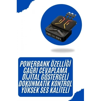 VipMarketim Gaming Bluetooth Kulaklık Dahili Powerbank Kablolu Düşük Gecikmeli Bluetooth 5.2