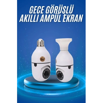 VipMarketim Gece Görüşlü Akıllı Dönebilen Ev Kamerası Ampül Kamera