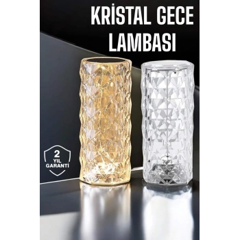 VipMarketim Gece Lambası Kristal Lamba Dokunmatik Şarjlı Hediyelik