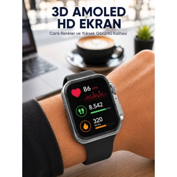 VipMarketim Gelişmiş Özellikli Akıllı Saat Dayanıklı Yapı ve AMOLED Ekran Yeni Nesil