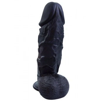 VipMarketim Gerçekçi Siyah Renkli Vantuzlu Testisli Dildo 26cm