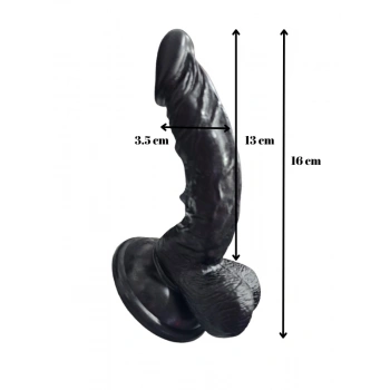 VipMarketim Gerçekçi Testisli Siyah Dildo 16 cm