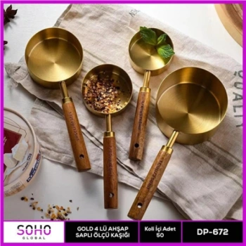 VipMarketim GOLD 4LÜ AHAP SAPLI ÖLÇÜ KAŞIĞI