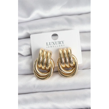 VipMarketim Gold Renk Halka Modelli Pirinç Kadın Küpe 5886
