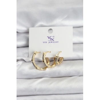 VipMarketim Gold Renk Zirkon Taşlı Kadın Küpe 5886