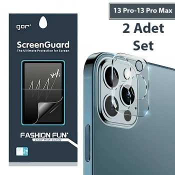 VipMarketim GOR İPhone 13 Pro 13 Pro Max 3D Tempered Cam Kamera Koruyucu 2Adet Set-(5775)
