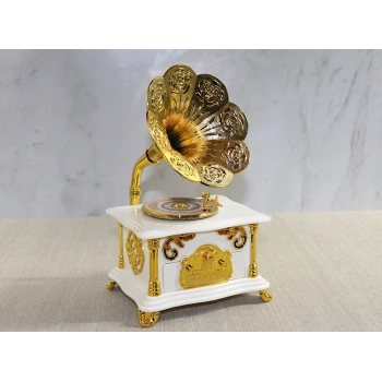 VipMarketim Gramofon Müzik Kutusu Beyaz