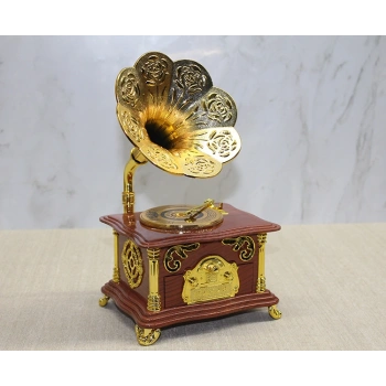 VipMarketim Gramofon Müzik Kutusu Kahverengi