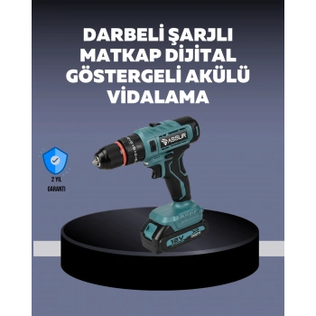 VipMarketim Güçlü Şarjlı Matkap Vidalama Çift Batarya